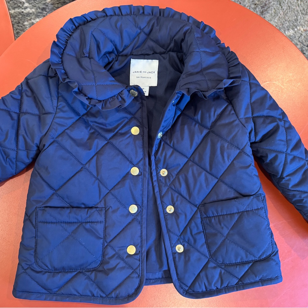 Toddler girls quilted coat with Peter Pan collar